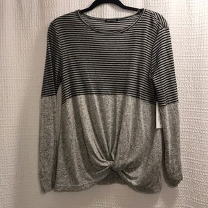 Long sleeve bottom knot top